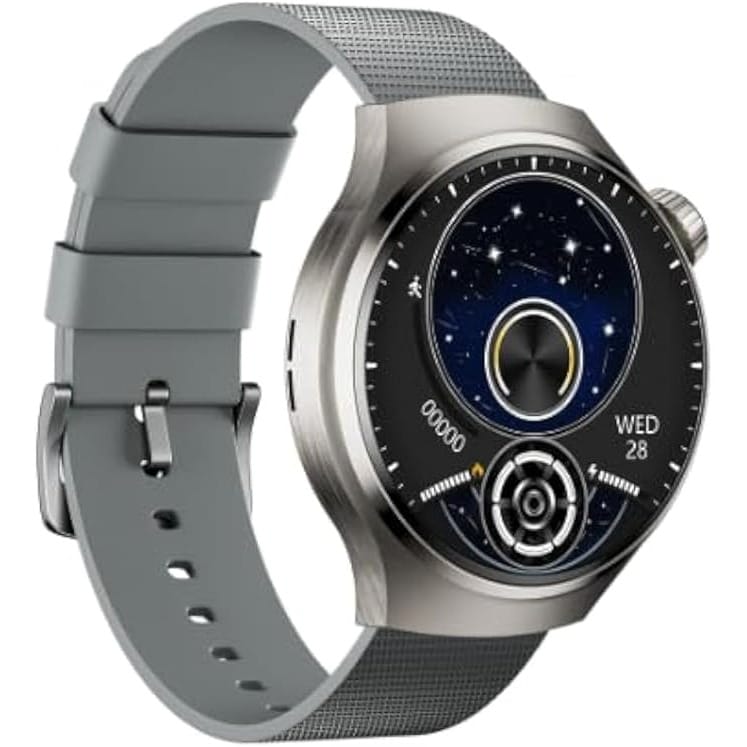 Porodo Smart Watch Sfera Round Titanium with Extra Orange Band - Silver