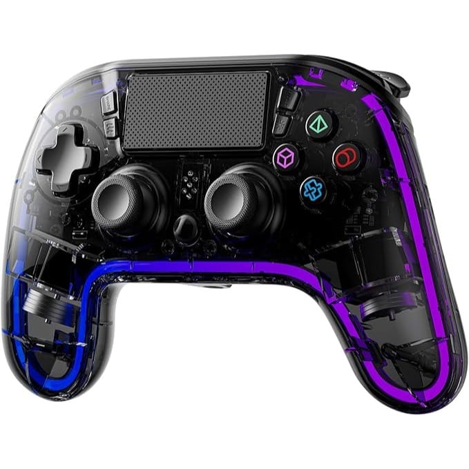 Porodo Gaming Compatible With PS4 Controller 900mAh, 3.5mm TRRS, Touch Pad and Vibration, Macro Customization, 6-Axis Motion Sensor, Compatible with Windows, RGB Lights (Black)