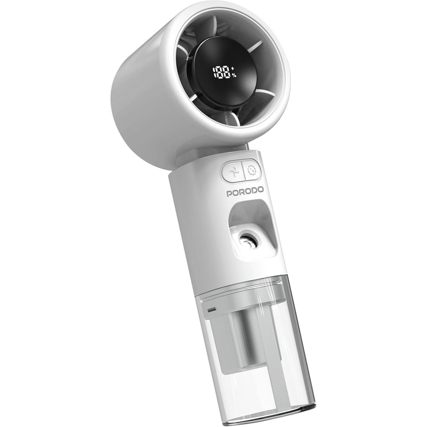Porodo Lifestyle Cool & Hydrate Mini Fan & Humidifier, Handheld Misting Fan with 100-Level Speed Control, USB-C Rechargeable Personal Fan with LED Display for Desk, Office, and Travel