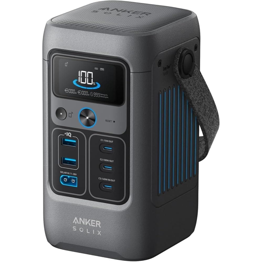 Anker SOLIX C200 DC Power Bank Station, 192Wh Portable Power Station, LiFePO4 Battery, 200W Solar Generator, for Outdoor Camping, Traveling, and Emergencies (No Wall Charger Included)