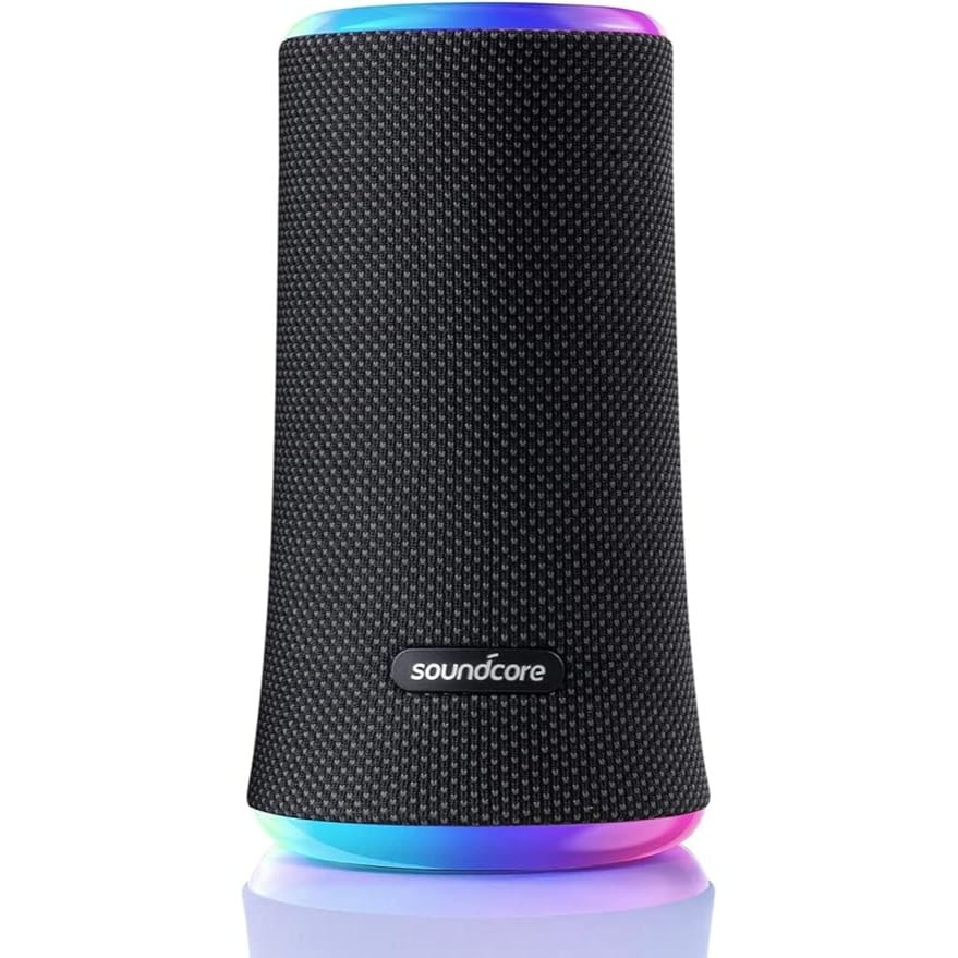 Anker Soundcore Flare 2 Bluetooth Speaker, with IPX7 Waterproof Protection and 360° Sound for Backyard and Beach Party, 20W Wireless Speaker with PartyCast, EQ Adjustment, and 12-Hour Playtime, Black
