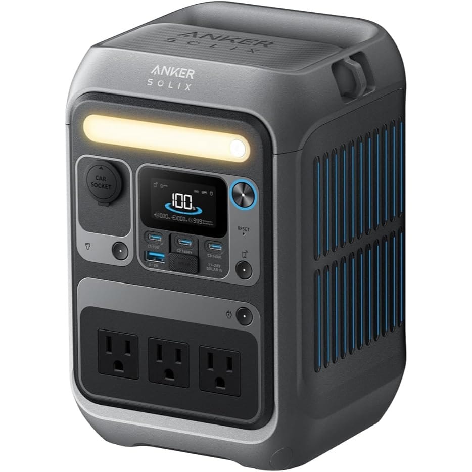 Anker Portable Power Station SOLIX C300, 288Wh LiFePO4 Battery, 300W (600W Surge) Solar Generator, 140W Two-Way Fast Charging, for Outdoor Camping, Traveling, and Emergencies (Solar Panel Optional)