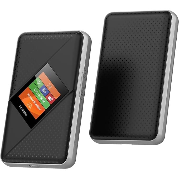 Porodo Portable MiFi 3G/4G Router Cat4 V2, 40M Signal Distance, 8H Working Time, Travel Friendly, Secure Connection, Pocket Router, Stay Connected, Connect Up To 10 Devices - Black