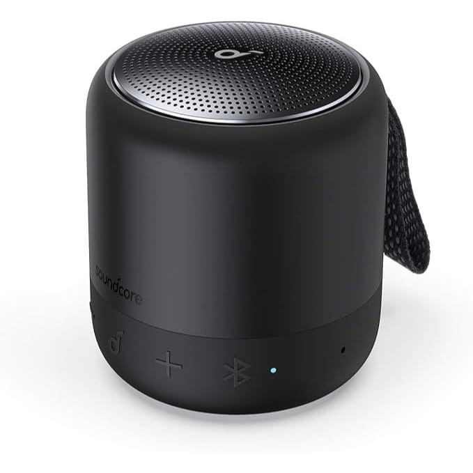 Soundcore Anker Mini 3 Bluetooth Speaker, BassUp and PartyCast Technology, USB-C, Waterproof IPX7, and Customizable EQ - Black