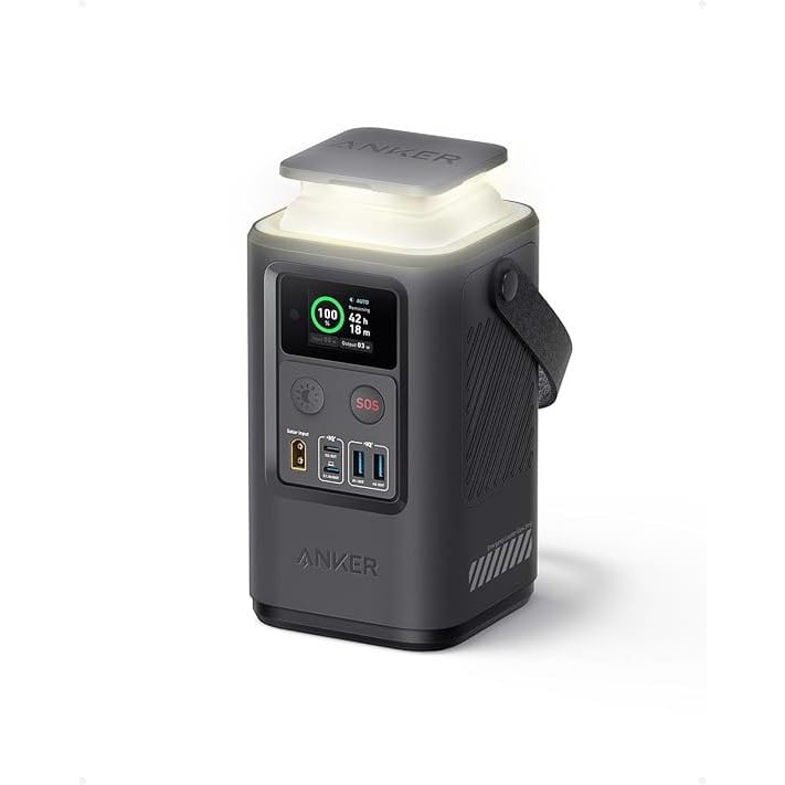 Anker Power Bank Power Station 60,000mAh,Portable Outdoor Generator 87W with Smart Digital Display, Retractable Auto Lighting and SOS Mode, Home Backup(PowerCore Reserve 192Wh) for Travel, Camping