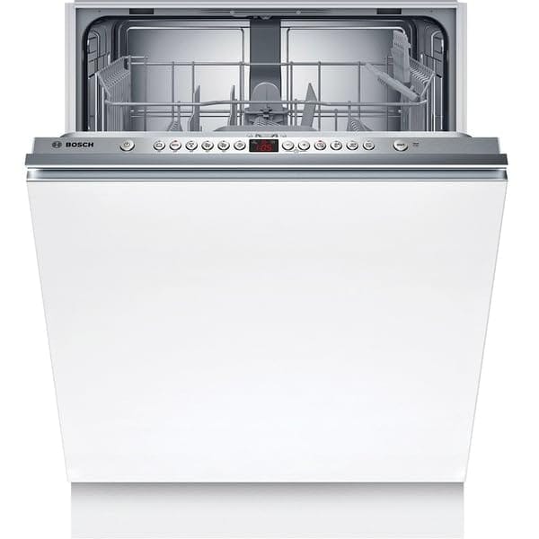 Bosch Fully Integrated Dishwasher, Series 2, Silver, 60 cm Height, Button Control, EcoSilence Drive 46 dB, 6 Programs, SMV26AX00M
