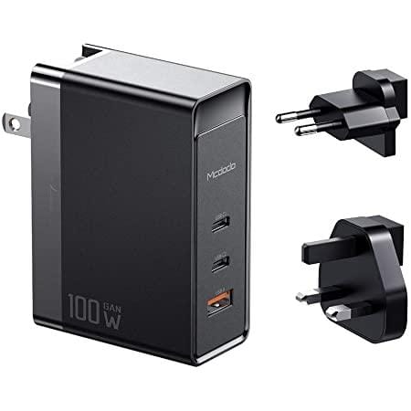 Mcdodo 100W GaN USB C Wall Charger, 100W Portable 3 Port Charger, USB-C QC PD 3.0 Power Adapter.