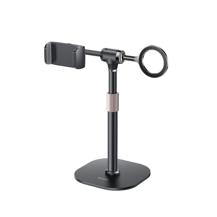 YESIDO C297 2-in-1 Adjustable Phone Holder (360° Rotation, Magnetic + Clamp, 30–46cm Height) – Black