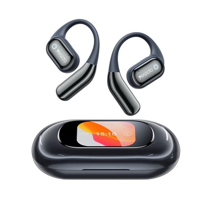 YESIDO YSP26 Wireless Earbuds BT 5.4 – OWS Open-Ear, Touchscreen LCD Case, ENC Noise Reduction, 7H+ Playback