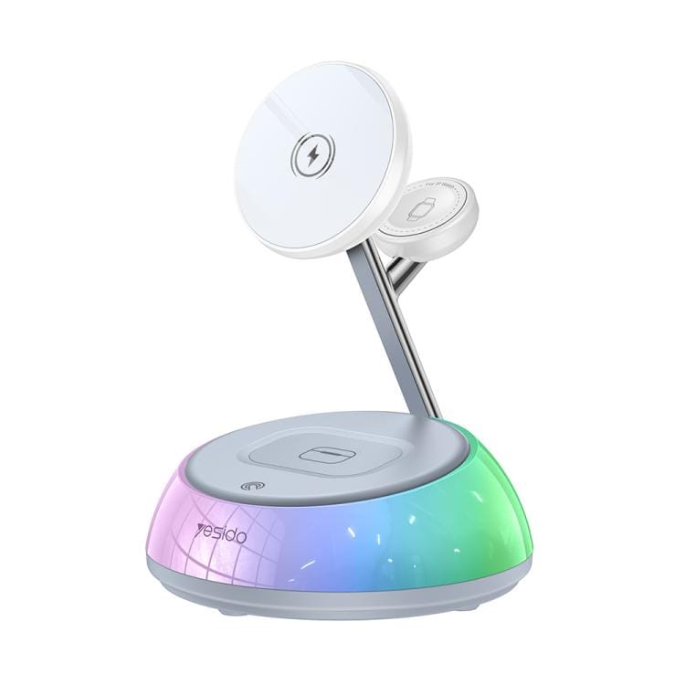 YESIDO DS31 3-in-1 Magnetic Wireless Charging Stand – 20.5W Fast Charge, MagSafe, RGB Light, Mirror Design