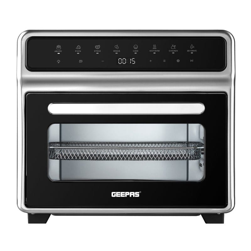 Geepas GAFO37549 25L Digital Air Fryer Oven – 1800W Multi-Function Air Fryer with 8 Preset Cooking Modes, Vortex Rapid Air Technology & Double Glass Door | Bake, Grill, Roast & Reheat