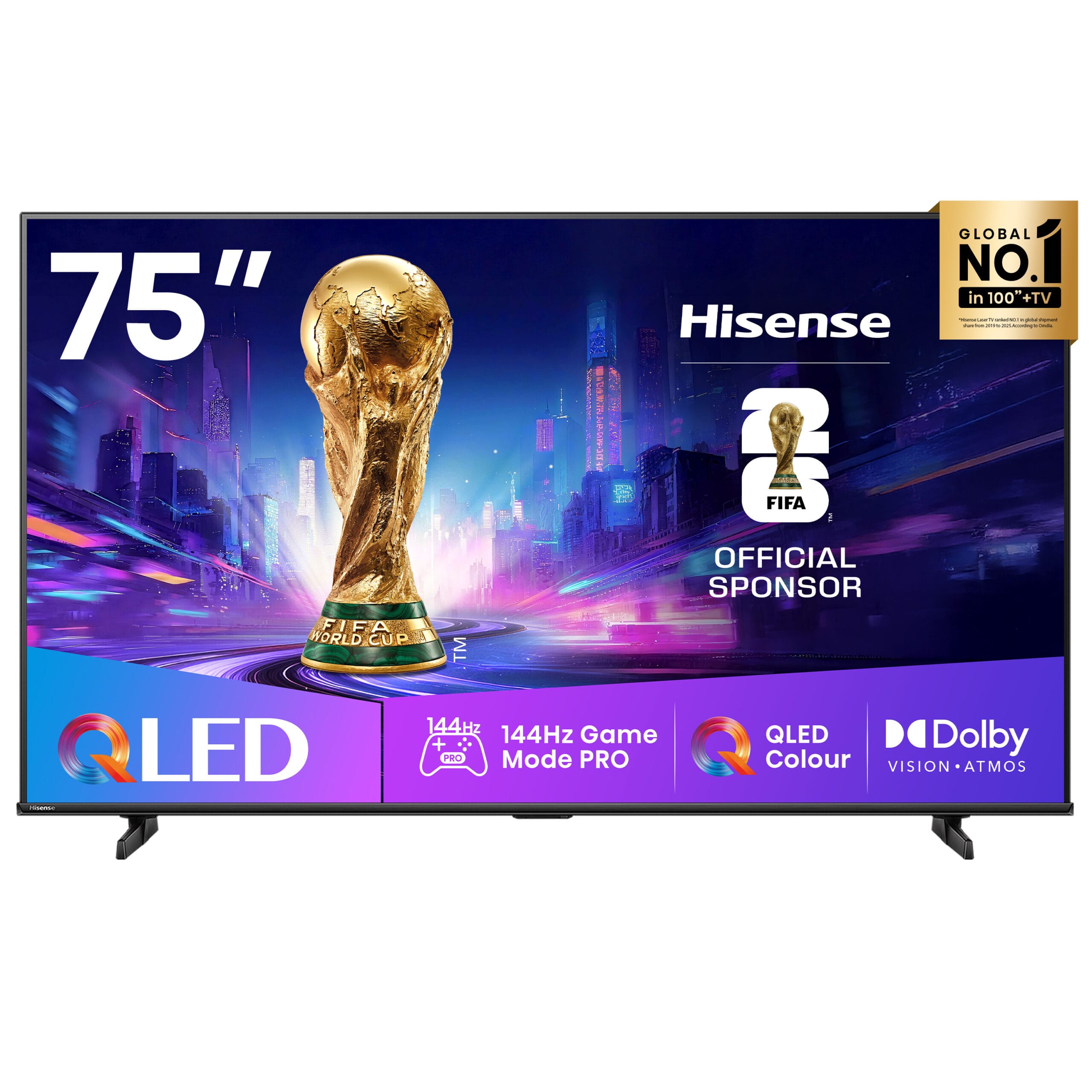 Hisense 75Q7Q 4K QLED Gaming TV – 144Hz VRR, Dolby Vision Atmos, AMD FreeSync Premium & Smart Voice Control
