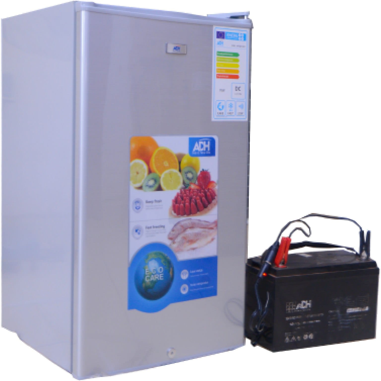 ADH 90 Litres DC Solar Fridge – 90L Single Door Solar Refrigerator with Fast Cooling Compressor, 12V/24V DC Operation & Energy Efficient Off-Grid Design – Silver