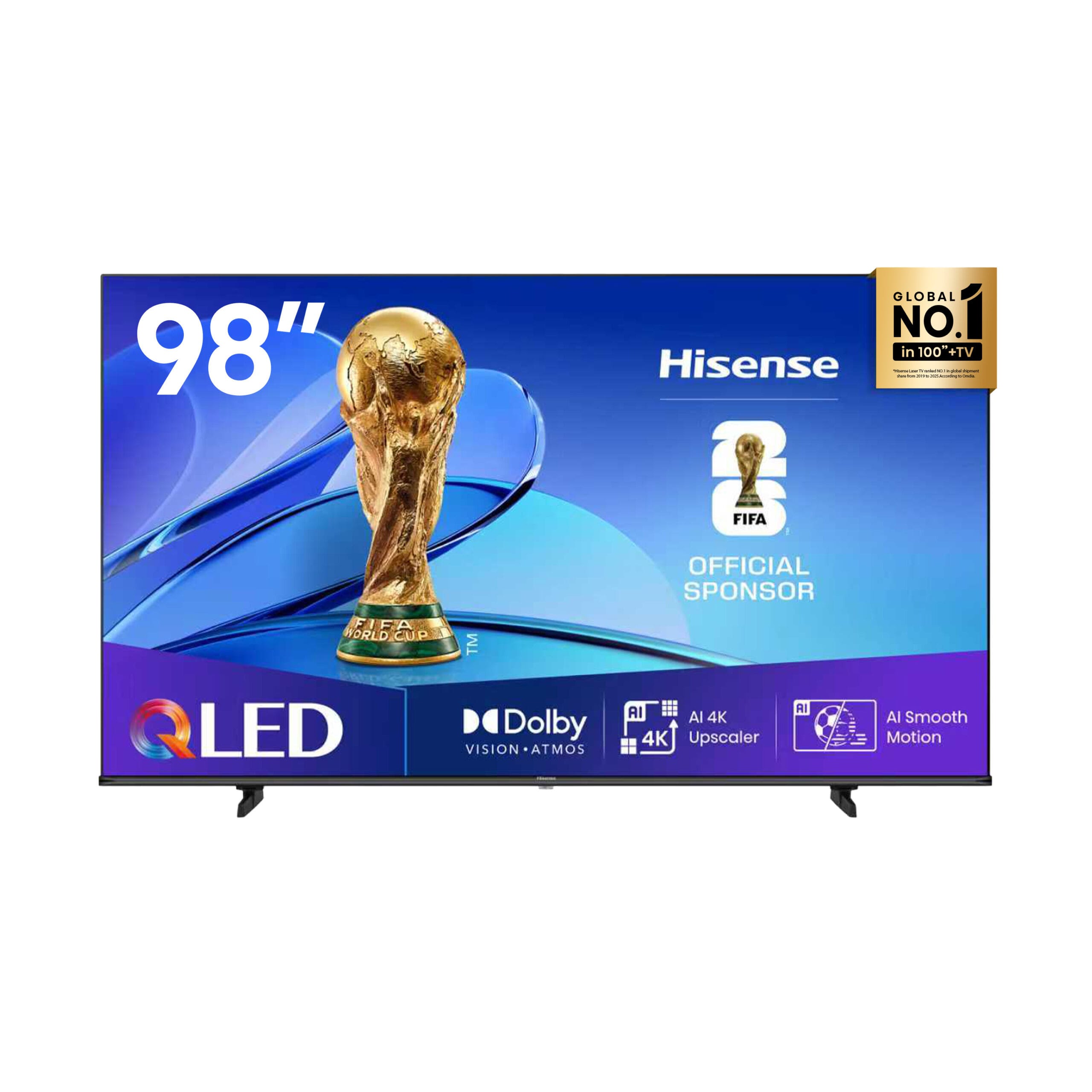 Hisense 98Q6Q 98-Inch QLED 4K 144Hz Smart TV – Dolby Vision, Dolby Atmos, VRR Gaming, VIDAA OS, Quantum Dot Colour & AirPlay Support