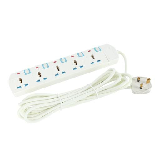 GES 58013 Extension Socket 3-Way Power Strip – 3M Heavy Duty Extension Cable with 3250W Capacity, Surge Protection, Child Safety Covers & On/Off Switch for Home & Office Use
