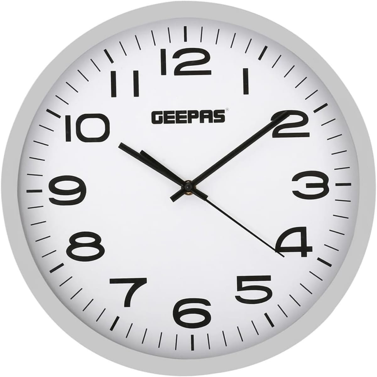 Geepas GWC26016 Round Wall Clock with Decorative Campagne, 36 cm Diameter, Silver