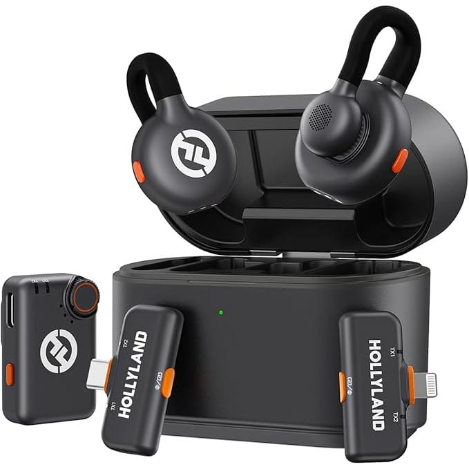 Hollyland Lark M2S Ultimate Combo (Camera RX+USB-C RX+Lightning RX) Wireless Lavalier Microphone for iPhone/Camera/Android/PC, Compact Mic, Titanium Clip, Noise Cancelling, Content Creation
