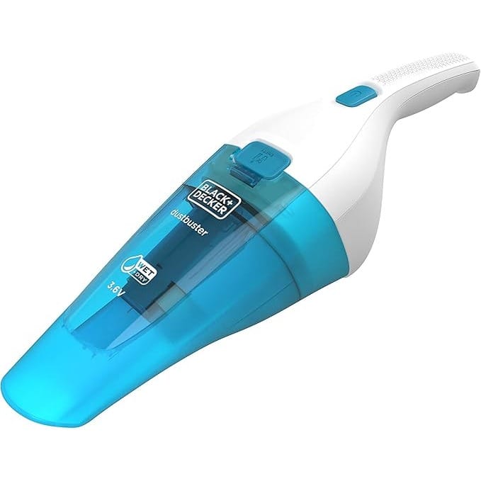 BLACK+DECKER 3.6V 1.5Ah Li-Ion Cordless Wet & Dry Dustbuster Handheld Vacuum, White/Blue - WDC115WA-B5,