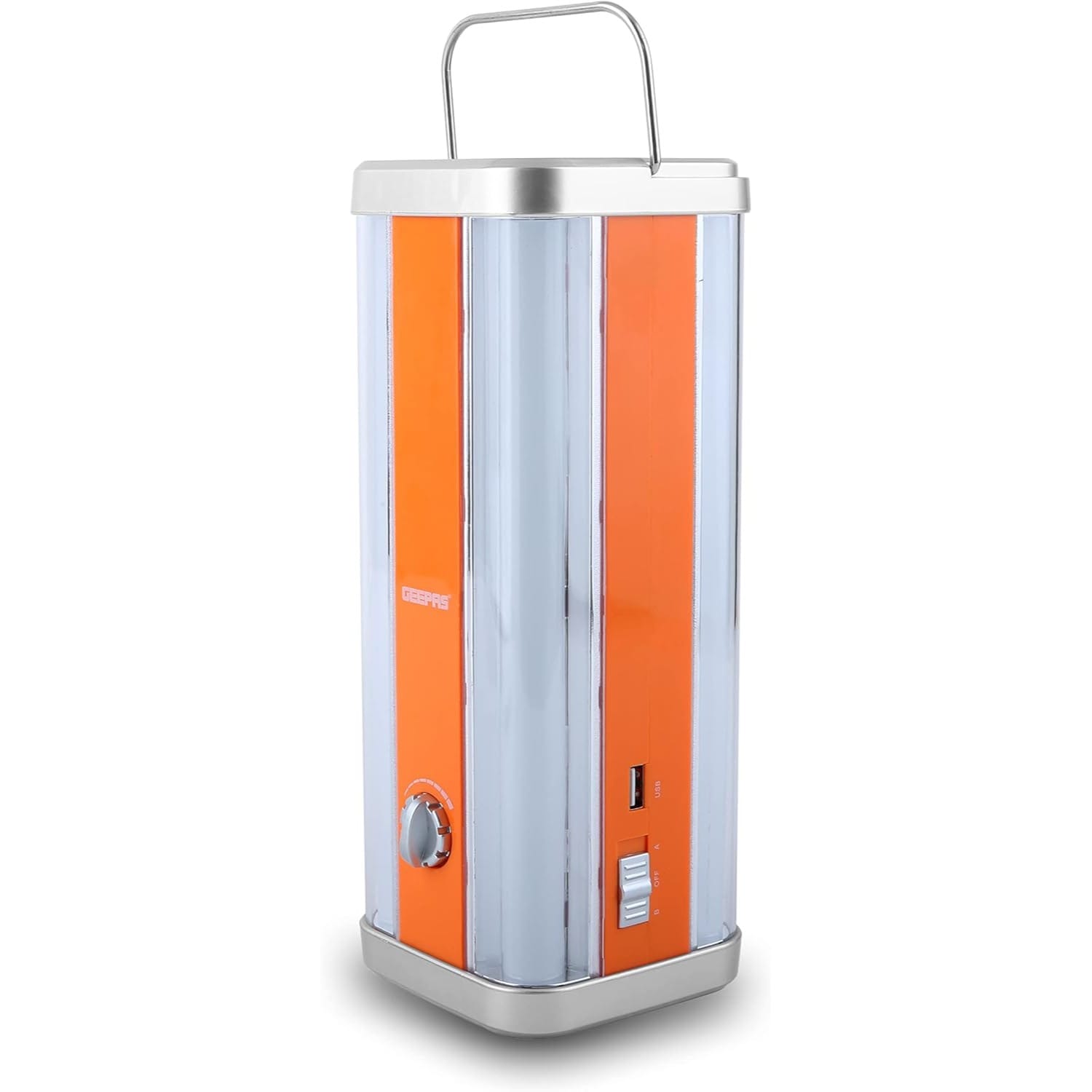 Geepas Multi-functional LED Emergency Lantern, 4000mAh, GE5595 | Portable, Lightweight | Solar Input with Dimmer Function | 4 Hours Working | Ideal to Charge Personal Devices
