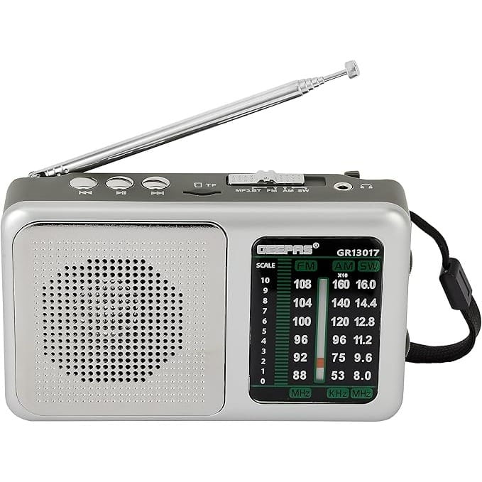 Geepas Rechargeable Radio with Bluetooth- GR13017| BT/FM/AM/SW/TF and 3 Band Radio| DC 3V| Perfect for Home, Office, Club, Etc. Retro Design and Premium-Quality