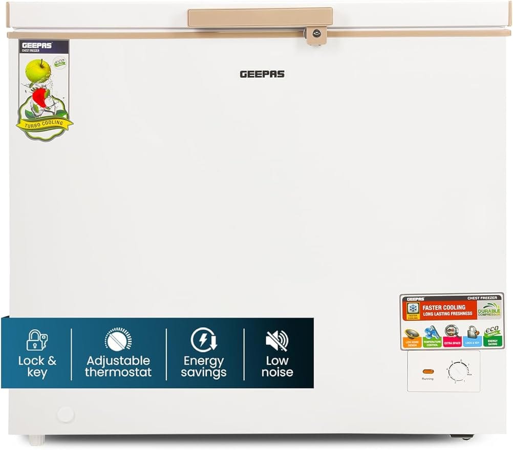 Geepas Chest Freezer GCF2506WAH, Freestanding Chest Freezer|| 250L Deep Freezer with Adjustable Thermostat