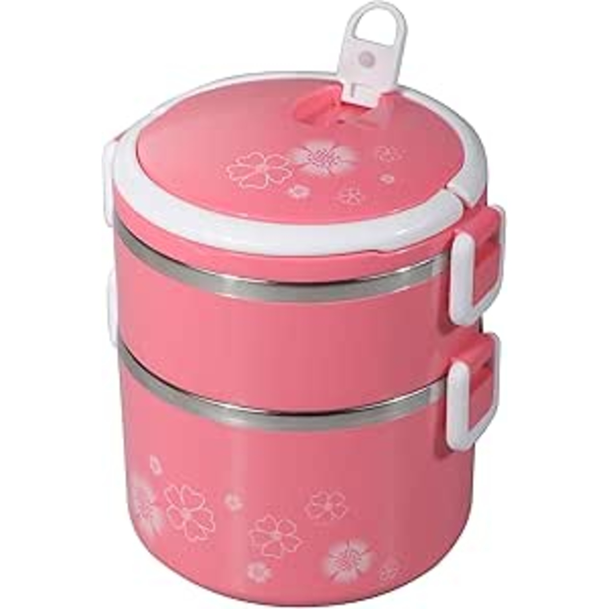 Delcasa DC1620 1700ML 2 Layer Lunch Box Portable Stainless Steel Inner case BPA Free with Detachable Outer Case Stackable Box Container Foldable Handle Leak Proof, multicolor