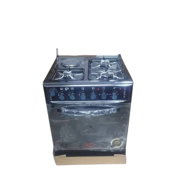 DR VOLT IQ-FC6611BLK 60cm Freestanding Cooker with 3 SABAF Gas Burners, Hot Plate, Electric Oven & Rotisserie
