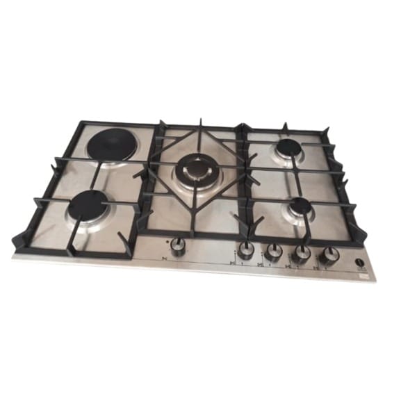 IQRA IQ-MOON 9L3GTP 90 x 60cm Built-In Hob with 4 Gas Burners, 1 Hot Plate, FFD Safety Device & Cast Iron Pan Supports
