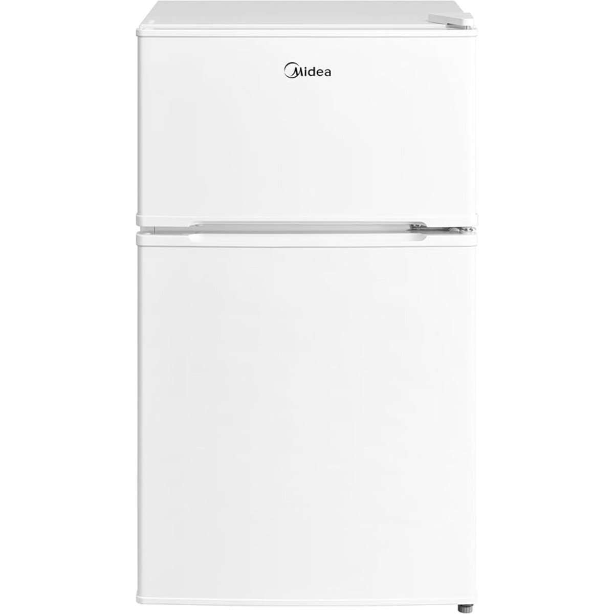 Midea 134L Gross & 87L Net Double Door Refrigerator with Separate Chiller Compartment, 2L Bottle Holder, Mini Fridge for Kitchen, Bedroom, Office & Bar, Inverter Quattro, White - MDRT134FGE01AE